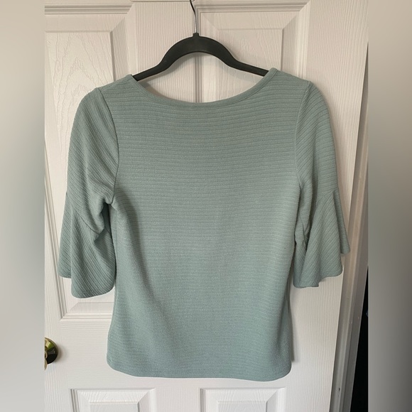Tabard ribbed teal bell sleeve top - Picture 2 of 5